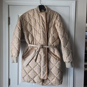 Hermes Women's Reversible Puffer Jacket Beige/ Yellow Sz 36 NWT